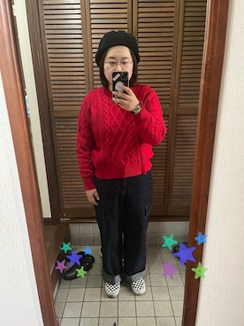 「ケーブルニット」｜「アイテム（スリッポン）」を使った、MAGOさん（レディース・156cm）の冬コーディネート