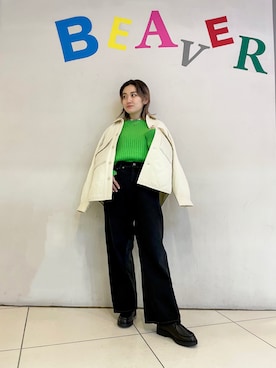 「MANASTASH（マナスタッシュ）のアイテム（ブルゾン）」を使った、リナリナ～さん（レディース・158cm）の冬コーディネート