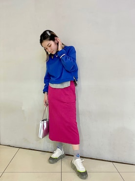 「MANASTASH（マナスタッシュ）のアイテム（スカート）」を使った、リナリナ～さん（レディース・158cm）の冬コーディネート