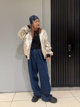 「アイテム（スカジャン）」を使った、リナリナ～さん（レディース・158cm）の秋コーディネート