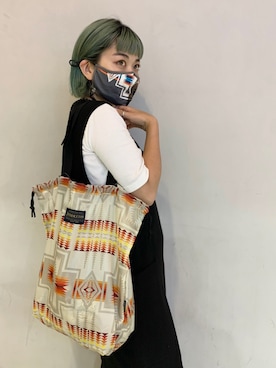 「MANASTASH（マナスタッシュ）のアイテム（バッグ）」を使った、リナリナ～さん（レディース・158cm）の夏コーディネート