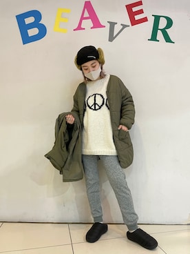 「MANASTASH（マナスタッシュ）のアイテム（モッズコート）」を使った、リナリナ～さん（レディース・158cm）の秋コーディネート