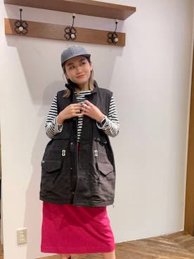 「MANASTASH（マナスタッシュ）のアイテム（スカート）」を使った、リナリナ～さん（レディース・158cm）の冬コーディネート