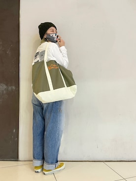 「MANASTASH（マナスタッシュ）のアイテム（バッグ）」を使った、リナリナ～さん（レディース・158cm）の夏コーディネート