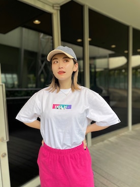 リナリナ～さんの「MILKFED. × MANASTASH /ミルクフェド×マナスタッシュ　MOUNTAIN COLOR LOGO T-SHIRT マウンテンカラーロゴTシャツ」を使ったコーディネート