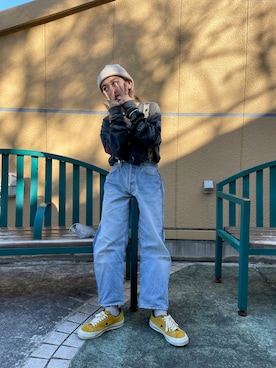 「LAVER（ラバー）のアイテム」を使った、リナリナ～さん（レディース・158cm）の冬コーディネート