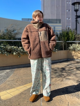 「MANASTASH（マナスタッシュ）のアイテム（スウェット）」を使った、リナリナ～さん（レディース・158cm）の冬コーディネート