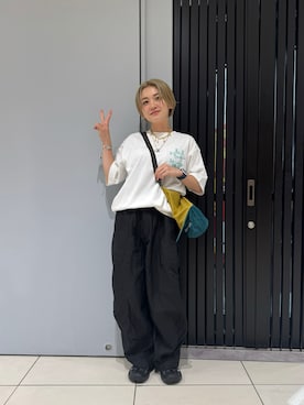 「MANASTASH（マナスタッシュ）のアイテム」を使った、リナリナ～さん（レディース・158cm）の夏コーディネート