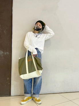 「MANASTASH（マナスタッシュ）のアイテム（バッグ）」を使った、リナリナ～さん（レディース・158cm）の夏コーディネート