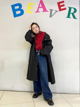 「MANASTASH（マナスタッシュ）のアイテム（モッズコート）」を使った、リナリナ～さん（レディース・158cm）の冬コーディネート