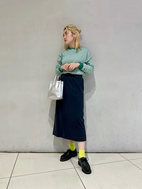 「MANASTASH（マナスタッシュ）のアイテム（スカート）」を使った、リナリナ～さん（レディース・158cm）の春コーディネート