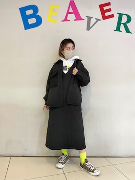 「MANASTASH（マナスタッシュ）のアイテム（ワンピース/ドレス）」を使った、リナリナ～さん（レディース・158cm）の冬コーディネート