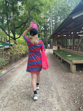 「BEAVER（ビーバー）のアイテム（帽子）」を使った、リナリナ～さん（レディース・158cm）の夏コーディネート