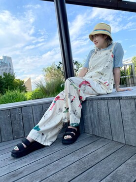 「SHAKA」｜「アイテム（サロペット/オーバーオール）」を使った、リナリナ～さん（レディース・158cm）の夏コーディネート