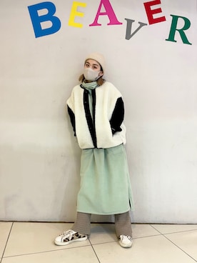 「MANASTASH（マナスタッシュ）のアイテム（ワンピース/ドレス）」を使った、リナリナ～さん（レディース・158cm）の冬コーディネート