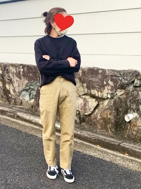 「THE SHINZONE（ザ　シンゾーン）のハイウエストチノパンツ（チノパンツ）」を使った、ATTSUさん（レディース・163cm）の秋コーディネート