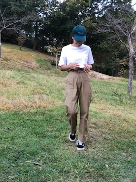 「THE SHINZONE（ザ　シンゾーン）のハイウエストチノパンツ（チノパンツ）」を使った、ATTSUさん（レディース・163cm）の秋コーディネート