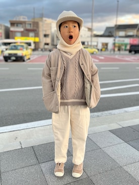 「Cienta（シエンタ）のアイテム（スニーカー）」を使った、KIYOKOHさん（キッズ・110cm）の冬コーディネート