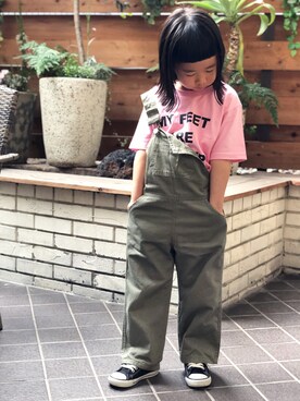 「ごきげんウィーク」｜「アイテム（サロペット/オーバーオール）」を使った、KIYOKOHさん（キッズ・110cm）の春コーディネート