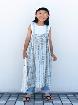 「アイテム（タンクトップ、グレー系）」を使った、KIYOKOHさん（キッズ・110cm）の夏コーディネート