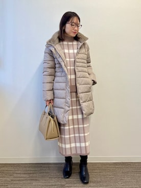 「チェック柄」｜ITS'DEMOスタッフさん（レディース・156cm）の冬コーディネート