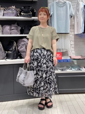 「花柄スカート」｜ITS'DEMOスタッフさん（レディース・153cm）の夏コーディネート