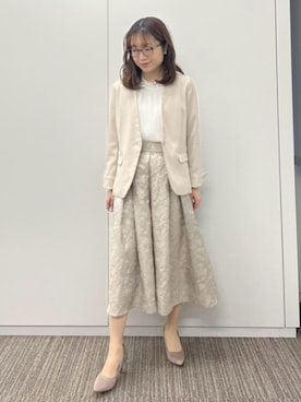 「卒業式コーデ」｜「アイテム（ノーカラージャケット）」を使った、ITS'DEMOスタッフさん（レディース・156cm）の冬コーディネート