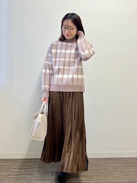 「チェック柄」｜ITS'DEMOスタッフさん（レディース・156cm）の冬コーディネート