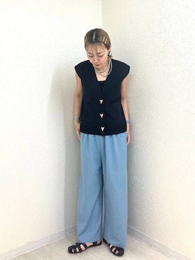 「アイテム（ベスト）」を使った、mumiさん（レディース・157cm・40代）の夏コーディネート