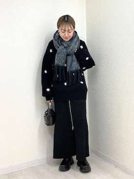 「アイテム（ストール/ショール）」を使った、mumiさん（レディース・157cm）の冬コーディネート