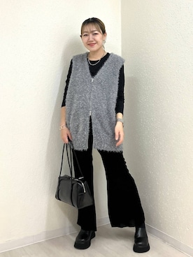 「LOWRYS FARM（ローリーズファーム）のアイテム（ベスト）」を使った、mumiさん（レディース・157cm）の秋コーディネート