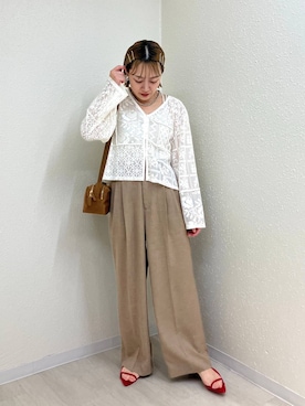 「アイテム（スラックス）」を使った、mumiさん（レディース・157cm・40代）の夏コーディネート