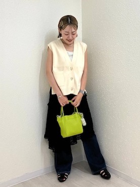 「アイテム（ベスト）」を使った、mumiさん（レディース・157cm・40代）の夏コーディネート