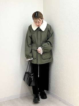 「アイテム（ボストンバッグ）」を使った、mumiさん（レディース・157cm・40代）の冬コーディネート