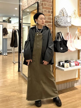 「アイテム（カバーオール）」を使った、mumiさん（レディース・157cm）の秋コーディネート