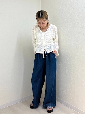 「アイテム（カーディガン/ボレロ）」を使った、mumiさん（レディース・157cm・40代）の夏コーディネート