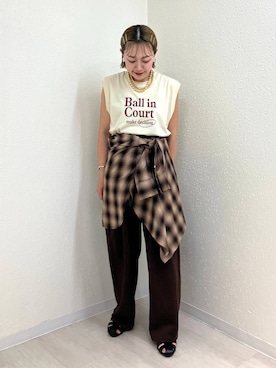 「アイテム（スウェットパンツ）」を使った、mumiさん（レディース・157cm・40代）の夏コーディネート