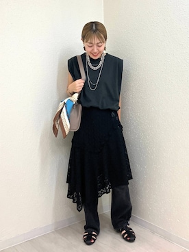 「LOWRYS FARM（ローリーズファーム）のタレンネックレス 452341（ネックレス）」を使った、mumiさん（レディース・157cm・40代）の夏コーディネート