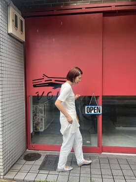 「usedのアイテム（トップス、ホワイト系）」を使った、ayaneさん（レディース・157cm）の秋コーディネート