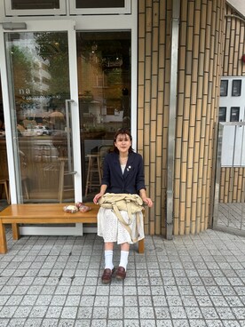 「usedのアイテム（ジャケット/アウター、ブルー系）」を使った、ayaneさん（レディース・157cm）の秋コーディネート