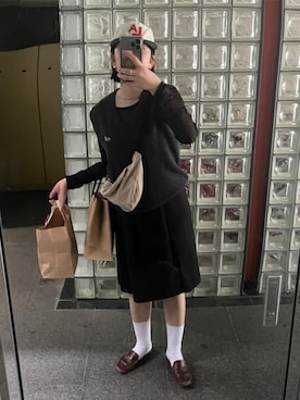 「Lee（リー）のアイテム（ボディバッグ/ウエストポーチ、ベージュ系）」を使った、ayaneさん（レディース・157cm）の秋コーディネート