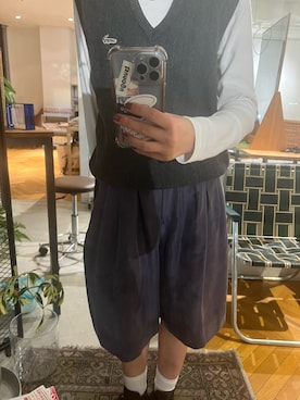 「LACOSTE（ラコステ）のアイテム（ベスト、グレー系）」を使った、ayaneさん（レディース・157cm）の秋コーディネート