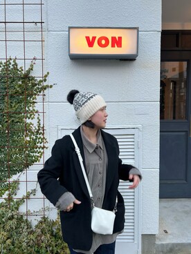 「H&M（エイチ・アンド・エム）のアイテム（ニットキャップ/ビーニー）」を使った、ayaneさん（レディース・157cm）の秋コーディネート