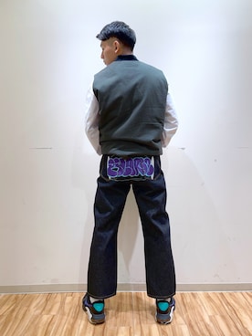 「XLARGE（エクストララージ）のBOA VEST（ベスト、ブラック系）」を使った、そういちろーさん（メンズ・175cm）の秋コーディネート