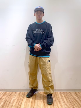 「XLARGE（エクストララージ）のFLAG EMBROIDERED CAP（キャップ、ブルー系）」を使った、そういちろーさん（メンズ・175cm）の秋コーディネート