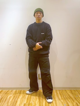 「XLARGE（エクストララージ）のLOGO BASIC BEANIE（ニットキャップ/ビーニー、グリーン系）」を使った、そういちろーさん（メンズ・175cm）の秋コーディネート