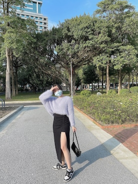 「NIKE（ナイキ）のアイテム（スニーカー、ブラック系）」を使った、れな♡RENA🐰さん（レディース・158cm）の秋コーディネート