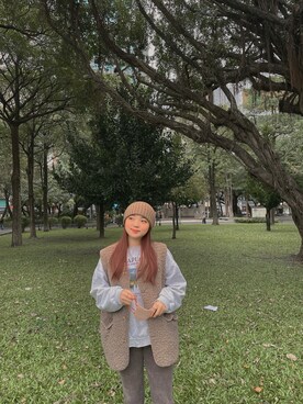 「UNIQLO（ユニクロ）のアイテム（キャップ、ブラウン系）」を使った、れな♡RENA🐰さん（レディース・158cm）の冬コーディネート