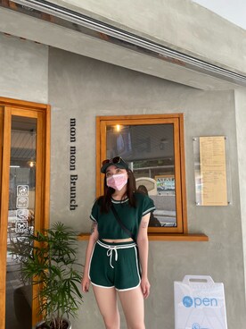 「yuyu activeのアイテム（スウェット、グリーン系）」を使った、れな♡RENA🐰さん（レディース・158cm）の秋コーディネート