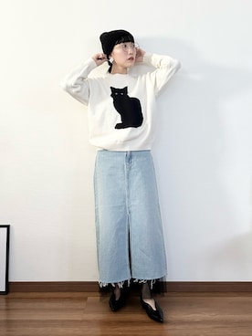 「アイテム（ニットキャップ/ビーニー、グレー系）」を使った、弥生 / yayoiさん（レディース・160cm）の冬コーディネート